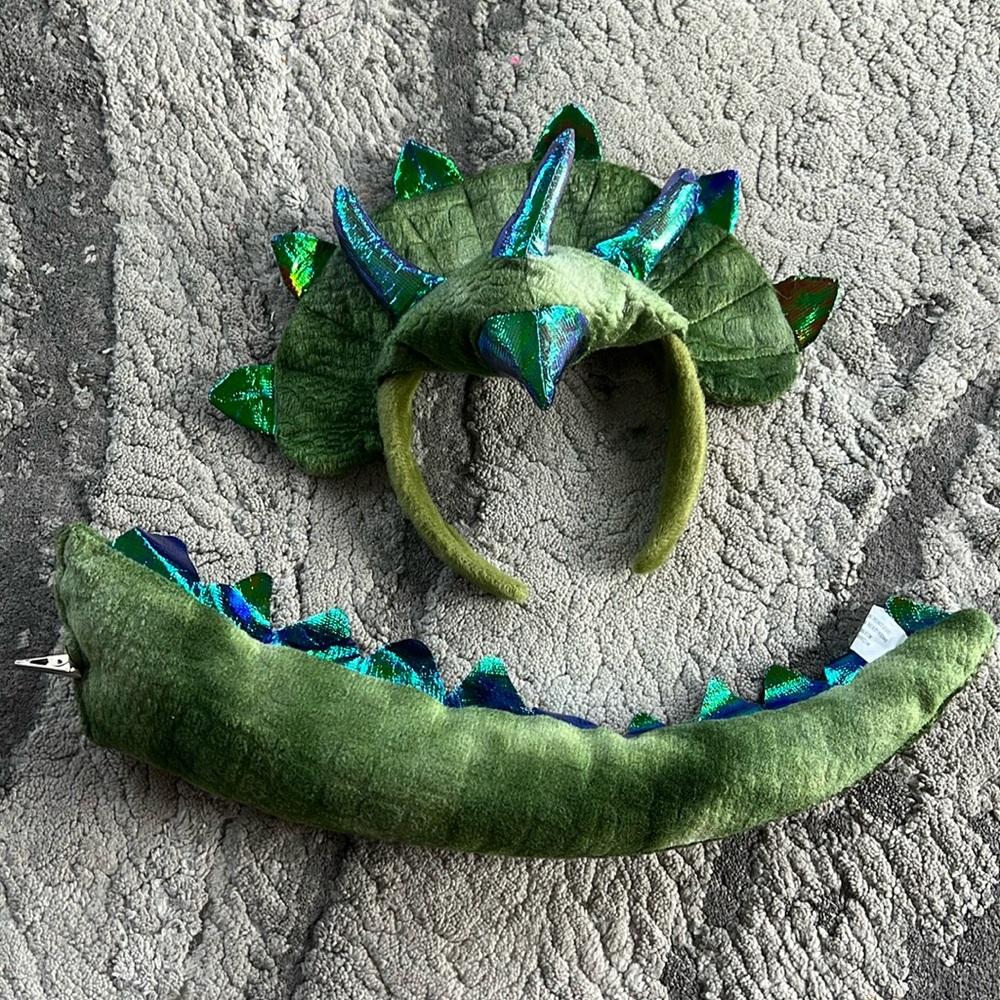 Toddler dinosaur head band and clip on tail